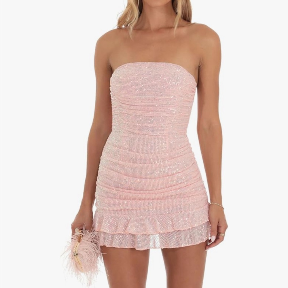 XS pink sparkly Lucy in the sky dress Hoco
